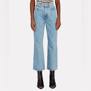 NWT SLVRLAKE Frankie High Rise Flare Crop Raw Hem Jeans in Skyline 26